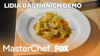 Lidia Bastianich Demonstrates How To Make The Perfect Agnolotti  MASTERCHEF [upl. by Eissak]