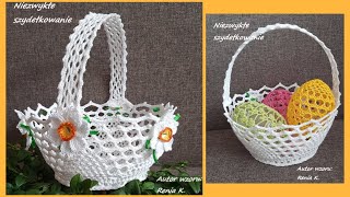 Koszyczek wielkanocny z narcyzami szydełko Author Renia K Easter basket crochet tutorial [upl. by Cann628]