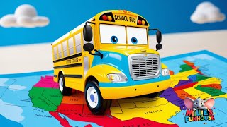 Wheels On The Bus Go Round the States  50 States and Capitals  Nursery Rhymes amp Kids Songs [upl. by Fionna]