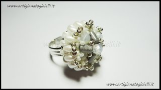 DIY Tutorial anello con perline e superduo  Anello Bussola [upl. by Alledi]