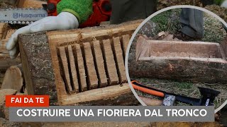 Come costruire una fioriera stile Trentino da un tronco  toeletta antica e bidone ASMR Ep 43 [upl. by Adahsar468]