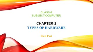 Chapter 2 Types of Hardware  Part 2  Class 9 [upl. by Aelhsa]