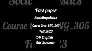 Sociolinguistics ENG 305 5th Semester PU Affiliated Colleges [upl. by Fernald]