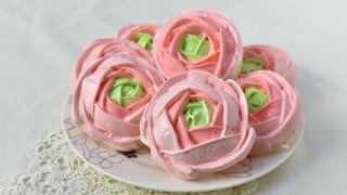 RANUNCULUS MERINGUE FLOWER COOKIES HANIELAS [upl. by Sauer630]