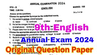 9th english annual exam question paper 2024  9th annual exam question paper 2024 English [upl. by Akenot165]