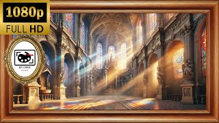 Divine Light Through Cathedral Windows  Full HD Framed Artwork  Art Corner Screens [upl. by Ltihcox583]