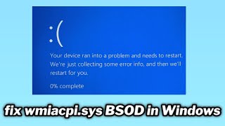 FIXED wmiacpisys BSOD in Windows PC [upl. by Charita]