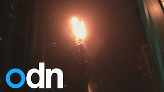 Fire tears through Dubai skyscraper [upl. by Esertak460]