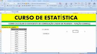 Coeficiente de Correlação Linear Pearson Regressão ESTATÍSTICA Cálculo Diagrama dispersão Função COR [upl. by Judie]