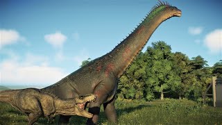 NEW SPECIES Alamosaurus HUNTED By Tyrannosaurus Rex Rexy 2022 Skin Jurassic World Evolution 2 [upl. by Stanton]