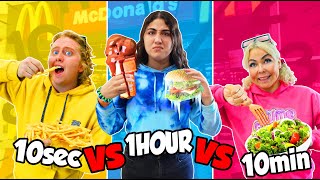 You have 10 SEC VS 1 MINUTE VS 1 HOUR to eat the FAST FOOD CHALLENGE [upl. by Drofnas]