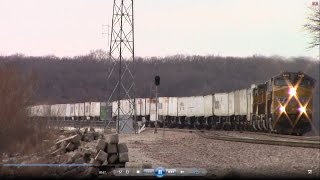 Union Pacific piggyback train crosses Kate Shelley High Bridge [upl. by Alsworth761]