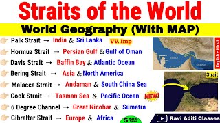 Important Straits Of The World  Strait amp Channels  World Geography  Straits Of The World With Map [upl. by Clotilde]