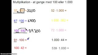 Multiplikation  Gange med 100 eller 1000 [upl. by Carnahan]