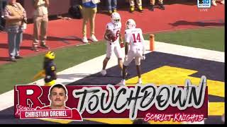 Gavin Wimsatt 69 Yard Touchdown Pass to Christian Dremel  Rutgers vs 2 Michigan [upl. by Adnirak]