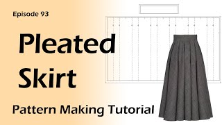 Pleated skirt DraftingInverted box pleats Pattern Making Tutorial [upl. by Betthezul]