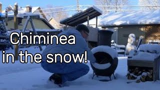 Chiminea campfire after a fresh snowfall start to finish [upl. by Ettenad561]