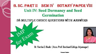 MCQs On Seed Dormancy and Seed Germination [upl. by Francklin]