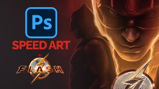 Creating The Flash Poster  Photoshop Speed Art [upl. by Atteval987]