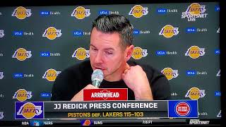 JJ Redicks postgame interview and key plays after Lakers suffer 115103 loss to Pistons [upl. by Cristin]