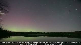 Aurora Timelapse  Sebec Lake Maine April 1516 2024 [upl. by Chloe]