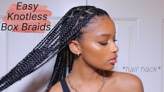 EASIEST KNOTLESS BOX BRAID TUTORIAL EVER  THICK HAIR HACK [upl. by Avid]