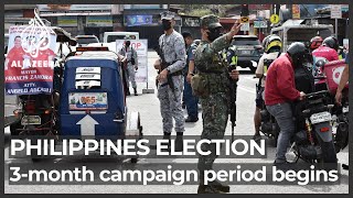 Philippines kicks off threemonth presidential election campaign [upl. by Enyaw875]