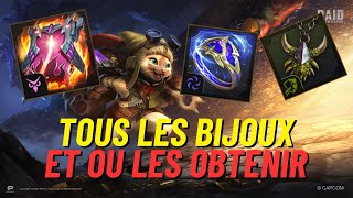 TOUS LES BIJOUX OU LES OBTENIR QUE FONTILS RAID SHADOW LEGENDS [upl. by Kask687]