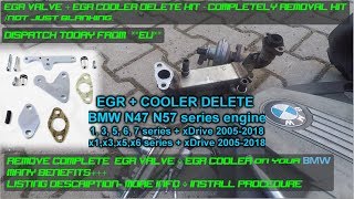 BMW N47 N57 EGR VALVE  EGR COOLER DELETE KIT  COMPLETE [upl. by Darrill]