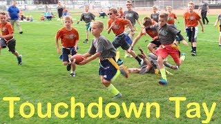 KID SCORES TOUCHDOWNS RUNNING TRICK PLAYS AT FOOTBALL GAME [upl. by Rowley]