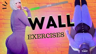 EASY WALL WORKOUT FOR BEGINNERS  Wall exercises without equipment [upl. by Terrilyn780]