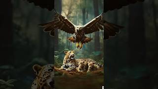 eagle attacked leopard and its babies😢😭 shorts animals [upl. by Assedo348]