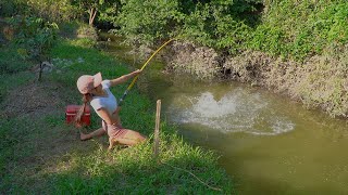 Amazing Fishing The Biggest Fishing Girl for the First Time  Hook Fishing [upl. by Calvina]