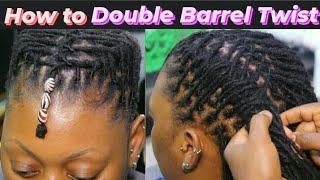 How to Style Interlocked Double Barrel Twist Tutorial  How to Flat Barrel Dreads [upl. by Ellemaj]