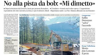 Olimpiadi 2026 – A Cortina salta il bob «Ora altre gare» Edicola Belùn di martedì 17 ottobre 2023 [upl. by Reames716]