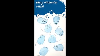 Easy watercolor mouse  Simple Birthday Card ideas  Watercolor beginner exercises shorts [upl. by Nialb]