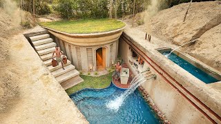 100 Days Building A Modern Underground Hut With A Grass Roof And A Swimming Pool [upl. by Eonak959]