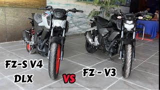 Yamaha FZS V4 DLX vs FZ V3 Comparison which is better for you [upl. by Nohsed]