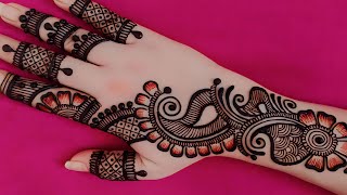 Karwa chauth mehndi design  Easy arabic mehndi  Mehndi designs  Cone designs  Mehandi design [upl. by Sturges515]