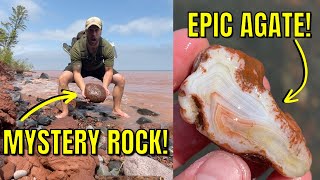 Big Mystery Rock amp Agates Found on Lake Superior Beach Rockhounding [upl. by Yrtsed278]