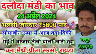 दलौदा मंडी आज का सभी जिंसो का भाव 24 अप्रैल 2024 alsi ka bhav soyabean ka bhav gehu ka bhav [upl. by Ativoj]