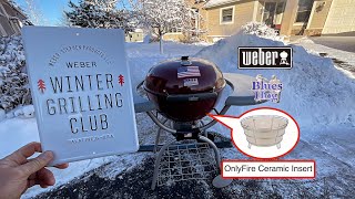 Weber Kettle Winter Grilling with the OnlyFire Ceramic Charcoal Basket Insert  Kamado Style BBQ [upl. by Puduns]