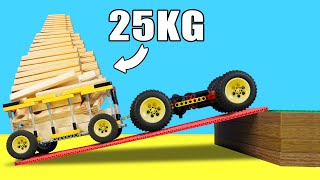 Driving Lego Vehicles Up Slope vs 25Kg Wooden Experiments with Lego Technic 4K [upl. by Ahsurej]