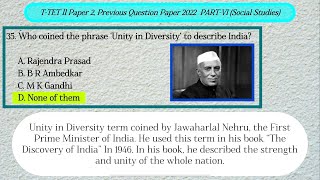 TTET ll Paper 2  PartVI Social Studies  Previous Question Paper 2022 [upl. by Yelir]