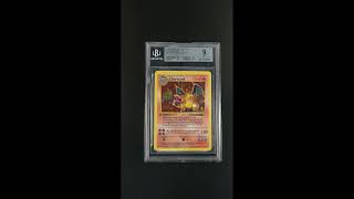 1999 Pokemon Base Set 1st Edition Thick Stamp Shadowless Holo Charizard 4 BGS 9 [upl. by Aleiram]