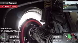 BMW M3E46 Spa Francorchamps  Harrys LapTimerGoPro Hero 5  Glowing brake disc [upl. by Inami]