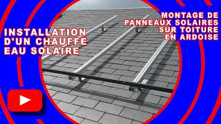 TOITURE EN ARDOISE  Pose de panneaux solaires thermiques sur toiture en ARDOISE [upl. by Ed]