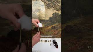 Cleaning a lovely large landscape painting by an artist called Henry Deacon Hillier artrestoration [upl. by Dickens]