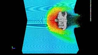 15kms hypervelocity impact on AlN target with 209 million atoms [upl. by Teplica]