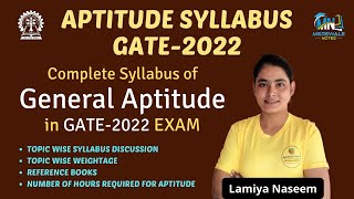 Complete Aptitude Syllabus for GATE2022 Exam  Topic wise Discussion  Reference Books  All Detail [upl. by Dnalrah]